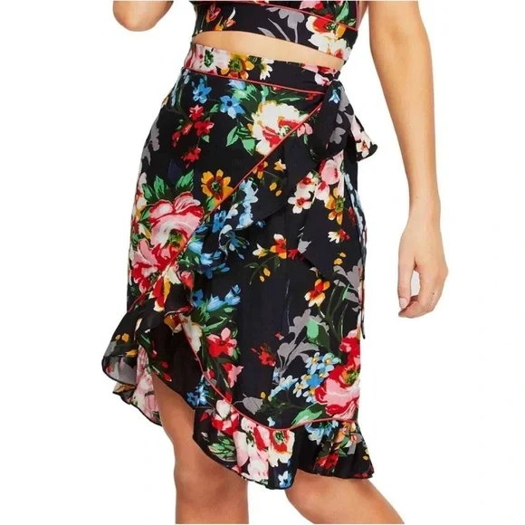 Free People Black Ruffled Wrap Mini Skirt - Picture 6 of 6